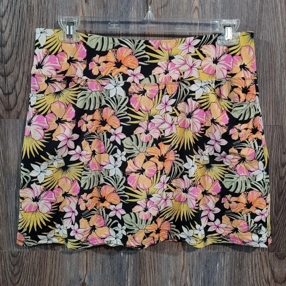 Tribal Sport Activewear Skort Sz L Multicolor Tropical Floral Golf Tennis Nylon
